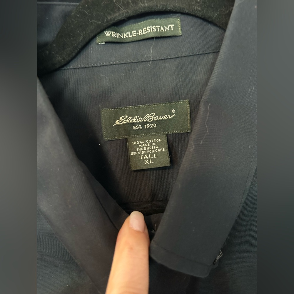 Eddie Bauer Black long sleeve button up men's shirt size XL tall. - Picture 4 of 5